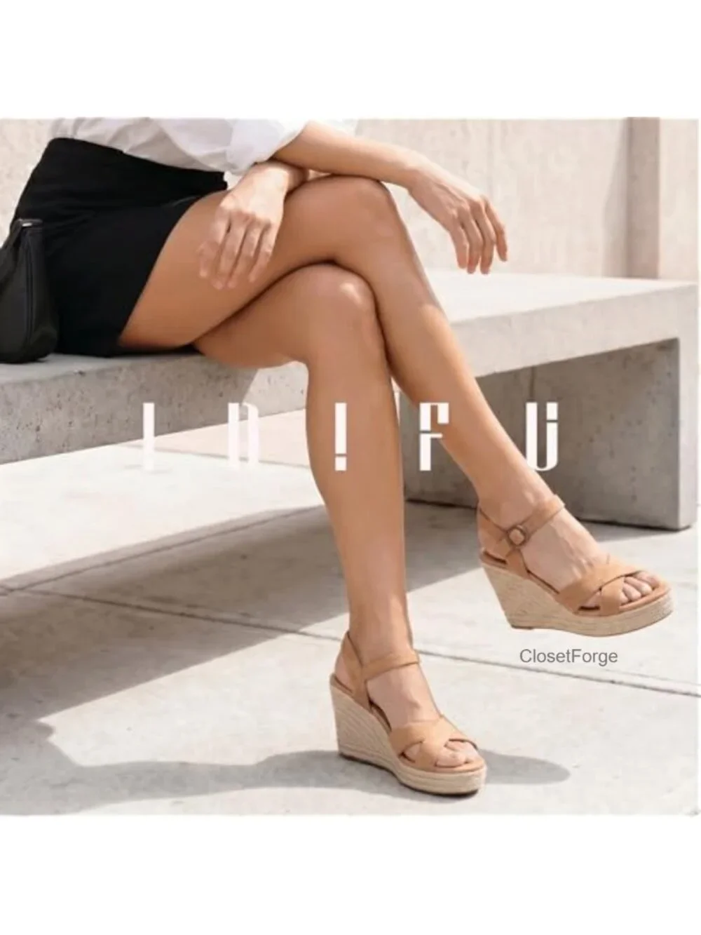 IDIFU Espadrille Platform Wedge Sandals Strappy Ankle Buckle High Heel